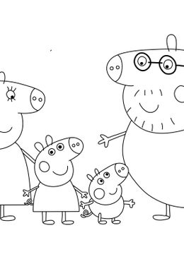 Coloriage Peppa Pig - Peppa et sa famille