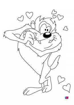 Coloriage Looney Tunes - Taz amoureux