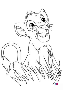 Coloriage Roi Lion - Simba jouant