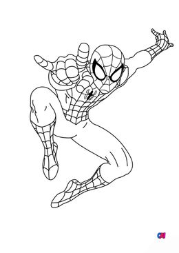 Coloriage Spiderman - Spiderman tisse sa toile