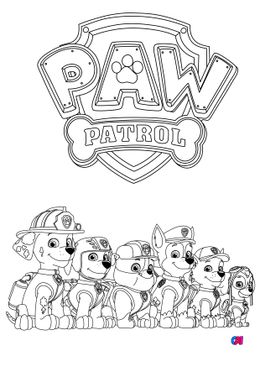 Coloriage Pat Patrouille à imprimer - 6 membres de la Pat