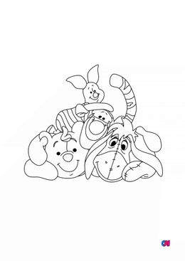 Coloriage Winnie l'ourson - Winnie, Bourriquet, Porcinet et Tigrou