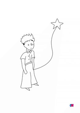 Coloriage Le petit Prince - Le petit prince et son étoile