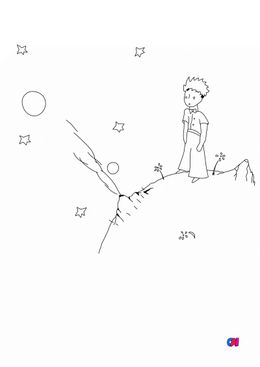 Coloriage Le petit Prince - Le petit prince sur son astéroïde B612