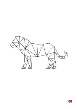 Coloriage Animaux géométriques - Un lion
