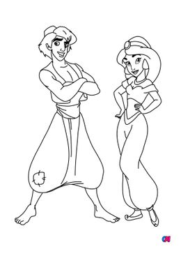 Coloriage Aladdin - Aladdin et Jasmine