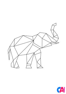 Coloriage Animaux géométriques - Éléphant