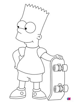 Coloriage Simpson - Bart et son skateboard
