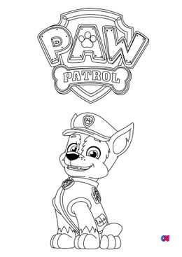 Coloriage Pat Patrouille - Chase et le Logo de la Pat'Patrouille