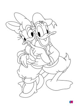Coloriages à imprimer Disney - Daisy et Donald très complices