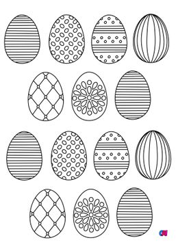 Coloriage Pâques - De très jolis œufs de Pâques en chocolat