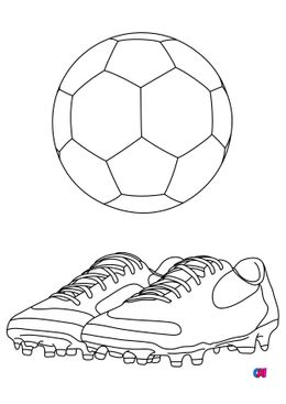 Coloriage Football - Des chaussures et un ballon de foot