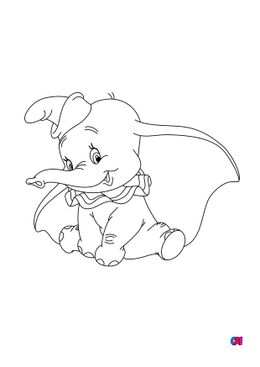 Coloriages à imprimer Disney - Dumbo assis et souriant