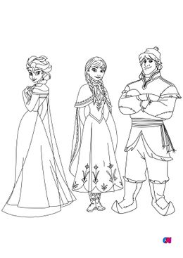 Coloriage la reine des neiges - Elsa, Anna et Kristoff