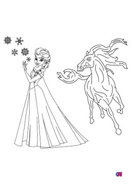 Coloriage la reine des neiges - Elsa et Nokk