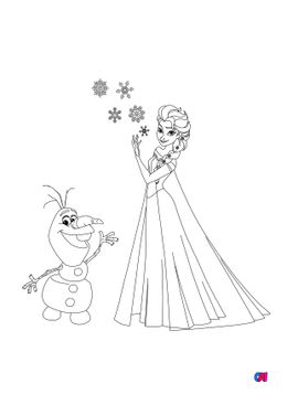 Coloriage la reine des neiges - Elsa et Olaf