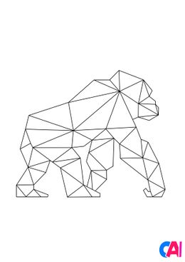 Coloriage Animaux géométriques - Gorille
