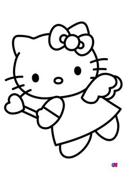 Coloriage Hello Kitty - Hello Kitty et ses ailes d'ange