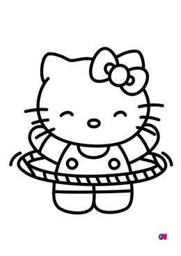 Coloriage Hello Kitty - Hello Kitty fait du hula hoop