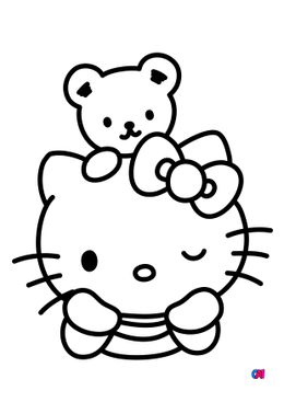 Coloriage Hello Kitty - Hello Kitty fait un clin d'œil