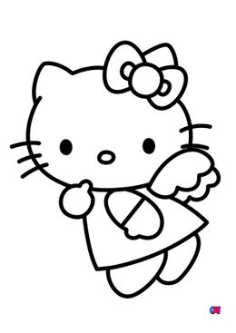 Coloriage Hello Kitty - Hello Kitty prend son envol