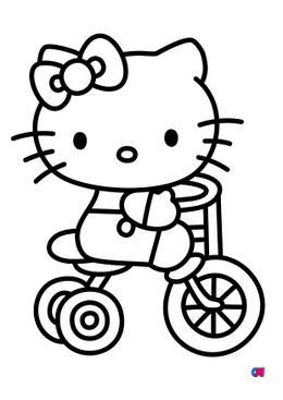 Coloriage Hello Kitty - Hello Kitty sur son tricycle