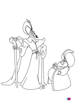 Coloriage Aladdin - Jafar et le sultan en pleine conversation