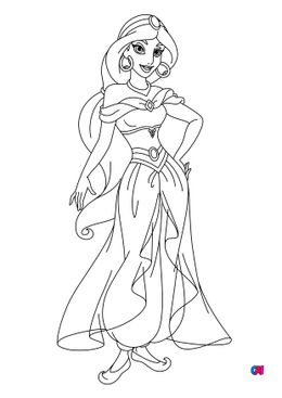 Coloriage Aladdin - Jasmine en tenue de fête