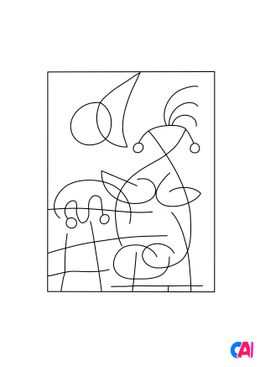 Coloriages de bâtiment et d'oeuvres d'art - Joan Miró - L'Étreinte du soleil à l'amoureuse