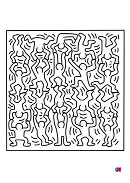Coloriages de bâtiment et d'oeuvres d'art - Keith Haring - Acrobats