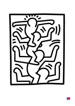 Coloriages de bâtiment et d'oeuvres d'art - Keith Haring - People Tree
