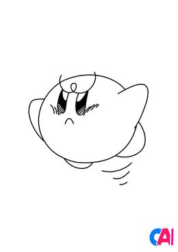Coloriage de Kirby - Kirby mécontent vole