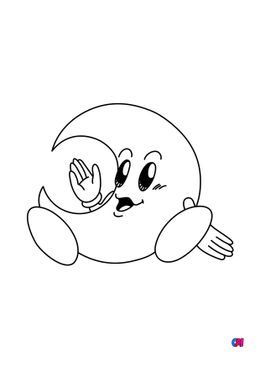 Coloriage de Kirby - Kirby transformé en Lune