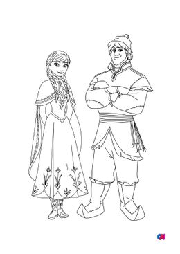 Coloriage la reine des neiges - Anna et Kristoff