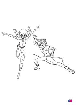 Coloriage Miraculous Ladybug - Ladybug et Chat Noir, un duo de choc