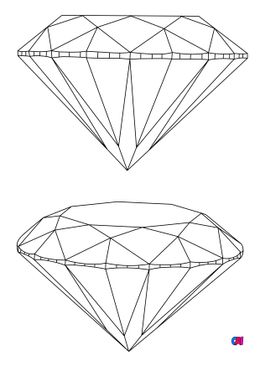 Coloriage de diamants - Le diamant taille brillant de profil et en 3D