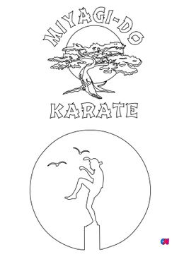 Coloriage Karaté Kid - Logo Miyagi-Do et silhouette de Daniel LaRusso