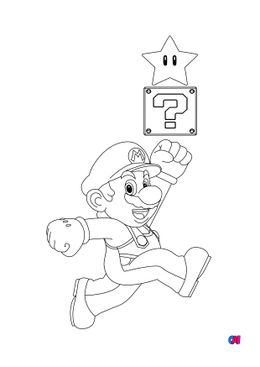 Coloriage Mario - Mario remporte une étoile