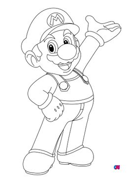 Coloriage Mario - Mario salue