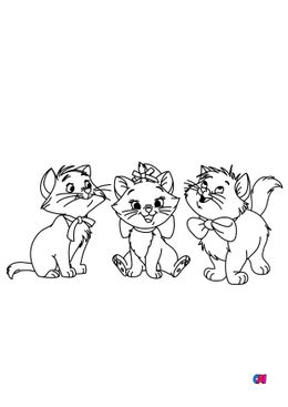 Coloriage Les Aristochats - Mary, Toulouse et Berlioz