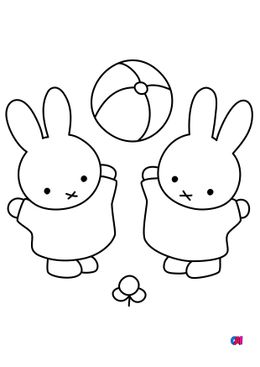 Coloriage Miffy - Miffy joue au ballon avec son amie
