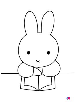 Coloriage Miffy - Miffy lit un livre