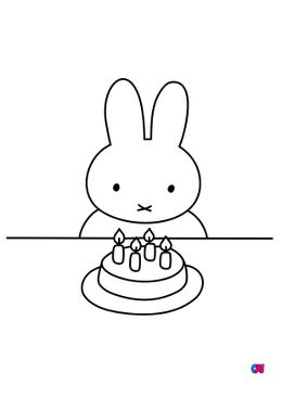 Coloriage Miffy - Miffy va souffler ses bougies d'anniversaire
