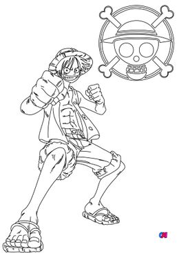 Coloriage One Piece - Monkey D.Luffy et l'emblème de l'équipage