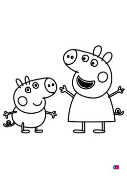 Coloriage Peppa Pig - Peppa et George Pig
