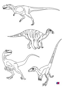 Coloriage de dinosaures - Planche 1 de dinosaures