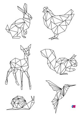 Coloriage Animaux géométriques - Quelques animaux géométriques 1