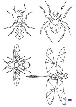 Coloriage Animaux géométriques - Quelques insectes 1
