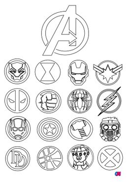 Coloriage Avengers - Quelques logos d’Avengers