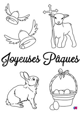 Coloriage Pâques - Quelques symboles de Pâques 3